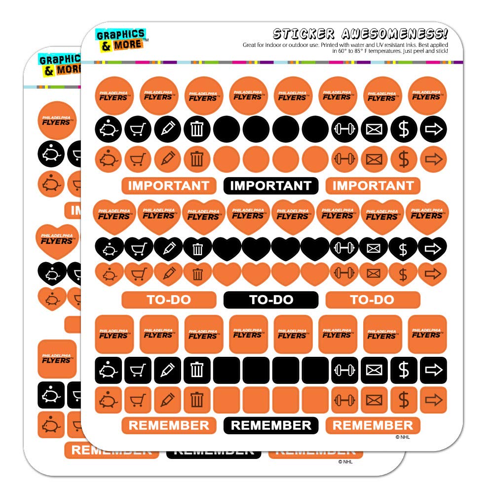 NHL Philadelphia Flyers Logo Planner Calendar Scrapbooking Crafting Sticker Set