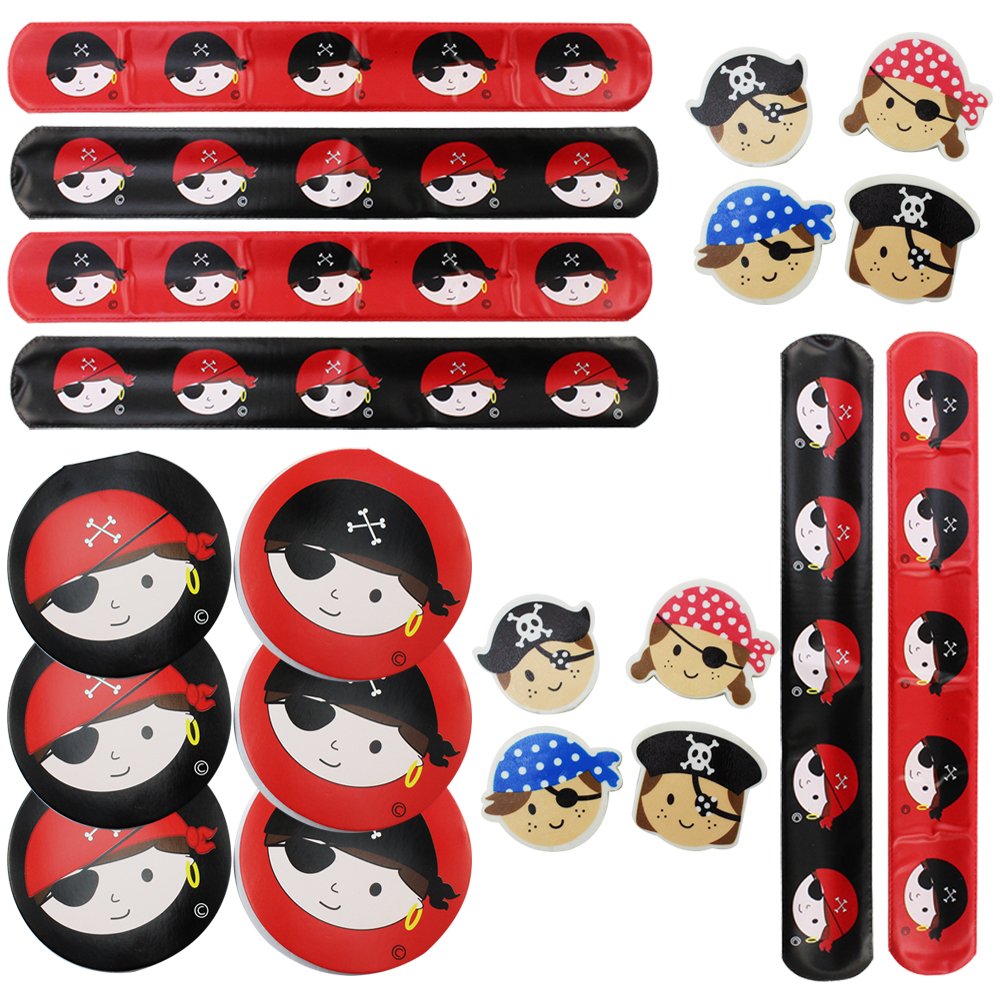 com-four 20-piece pirate set, goodies and gifts for children's birthdays, pirate party accessories (Party giveaways - 020 pieces - f. 6 children)