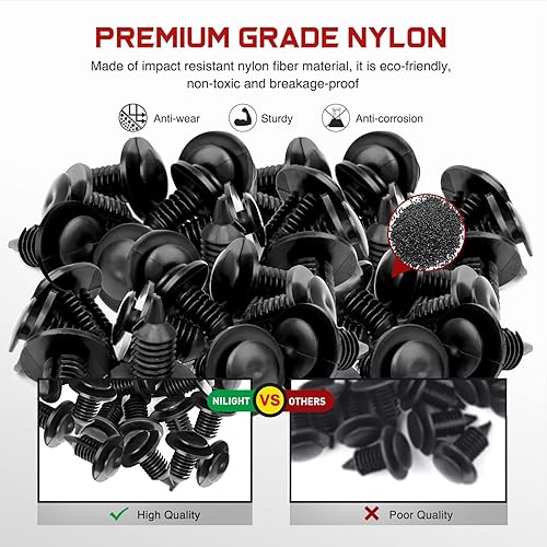 Vista 56 de Nilight 50 clips de retención tipo empujador de aislamiento para capó de orificio de 0.343 in compatibles con Chrysler 4878883AA Dodge 1996-2005 50