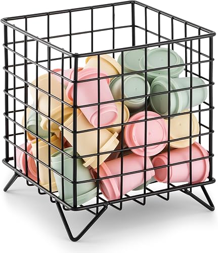 Black Wire Grid Storage Basket with Legs