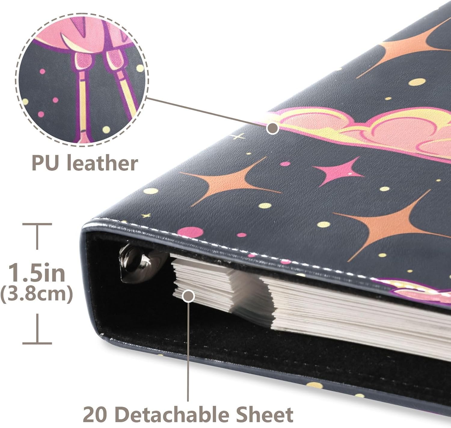 JIPONI Space Flamingo Large Photo Album, DIY Leather Cover Scrapbook Albums for 4x6 5x7 6x8 Pictures, Self Adhesive Memory Book for Wedding, Baby, Family