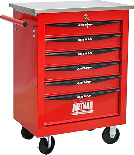 Miniatura 13 de Carro de herramientas con 7 cajones con ruedas, cofre de almacenamiento de herramientas con ruedas multifuncional, organizador de cajones con ruedas