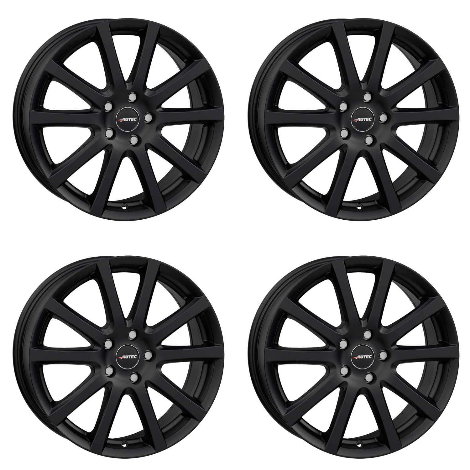 4x AUTEC Felgen Alufelgen SKANDIC 6.5x16 ET37 4x100 Schwarz matt kompatibel mit Toyota Yaris Aygo Corolla iQ