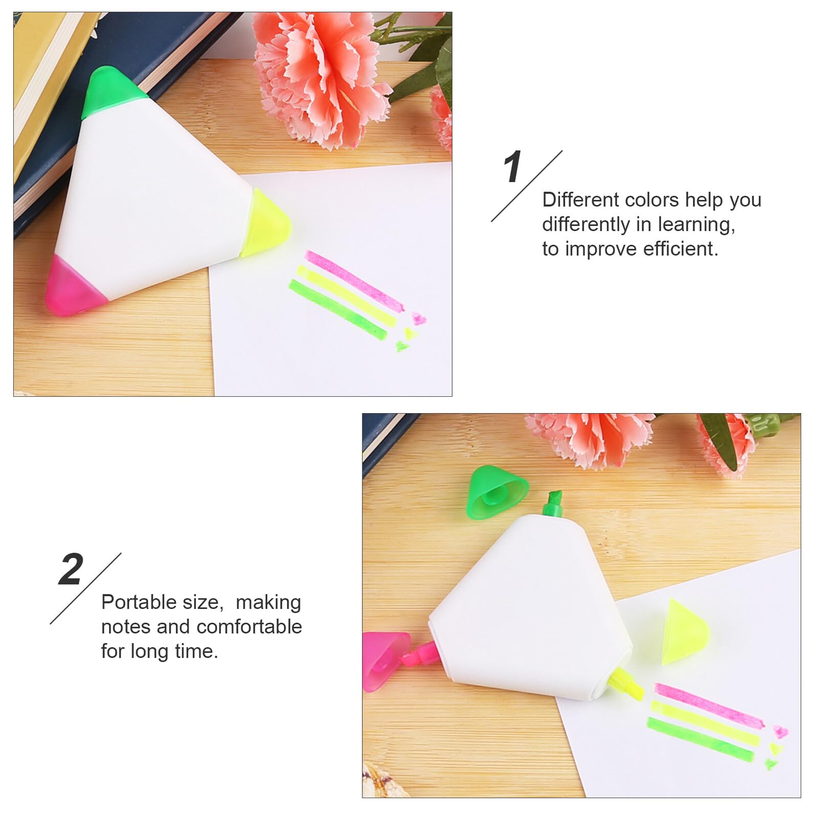 Tofficu 30 Pezzi Evidenziatori Triangolari Ergonomici Penne Fluorescenti Quick Dry per Studio e Ufficio Punta Resistente e Sbavatura per Scuola e Casa