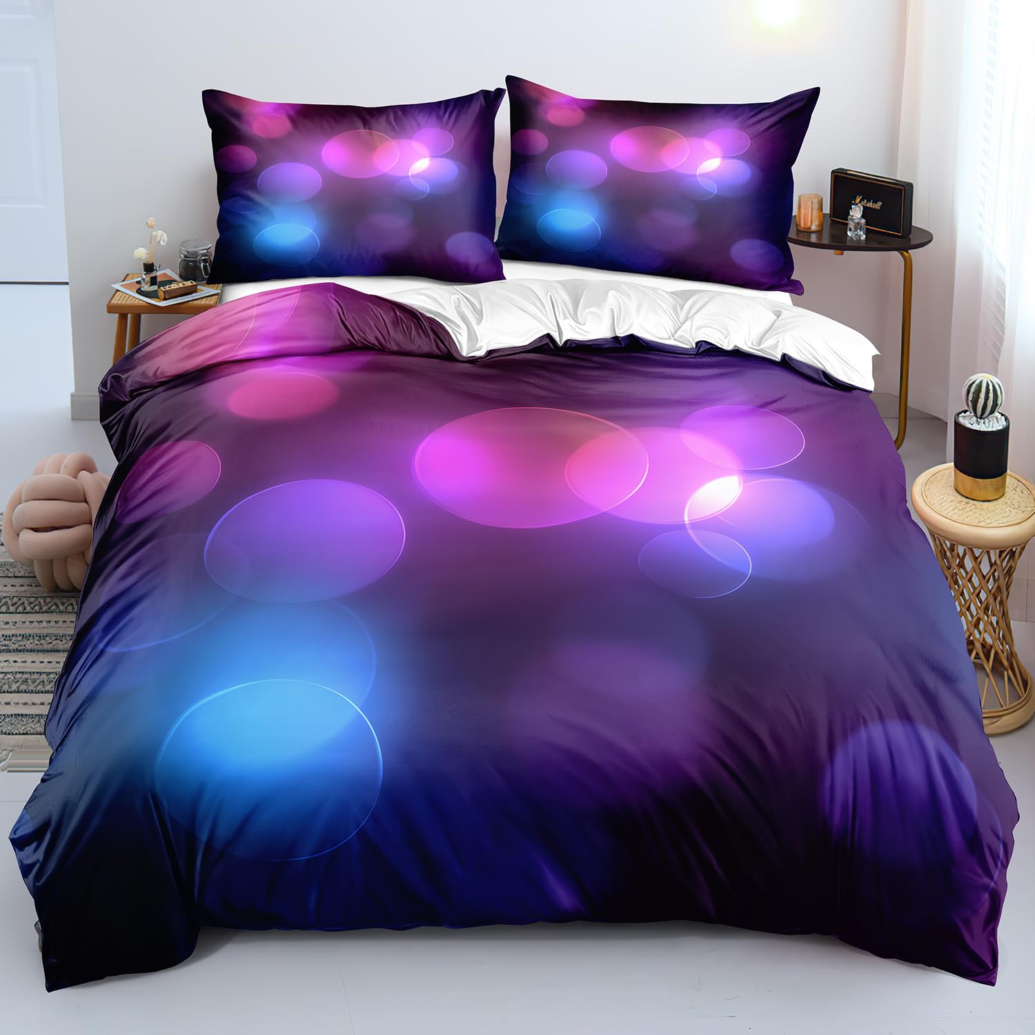 Housse de couette néon fermeture éclair parure de lit 140x200 facile à laver pour chambre enfant