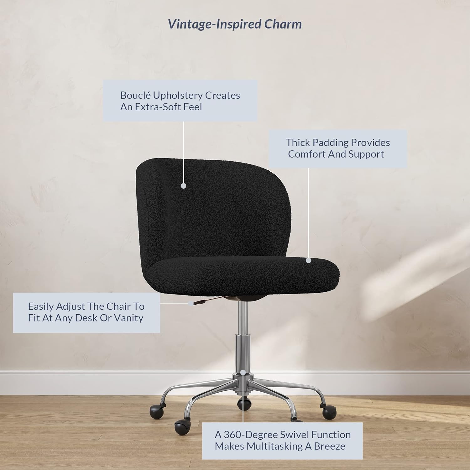 Buy BELLEZE Modern Upholstered Boucle Office Desk Chair with Swivel