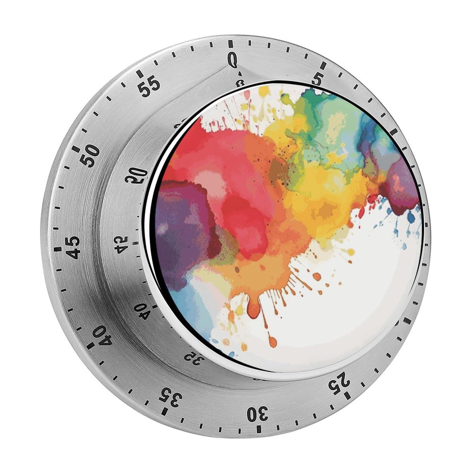 Adfgyerh Style Stains Of Watercolor Paint Splatters Timer For Cooking, Kitchen Timer Magnetic No Batteries Required, Mechanical Timer With Loud Alarm, For Fitness Baking Exercise Oven
