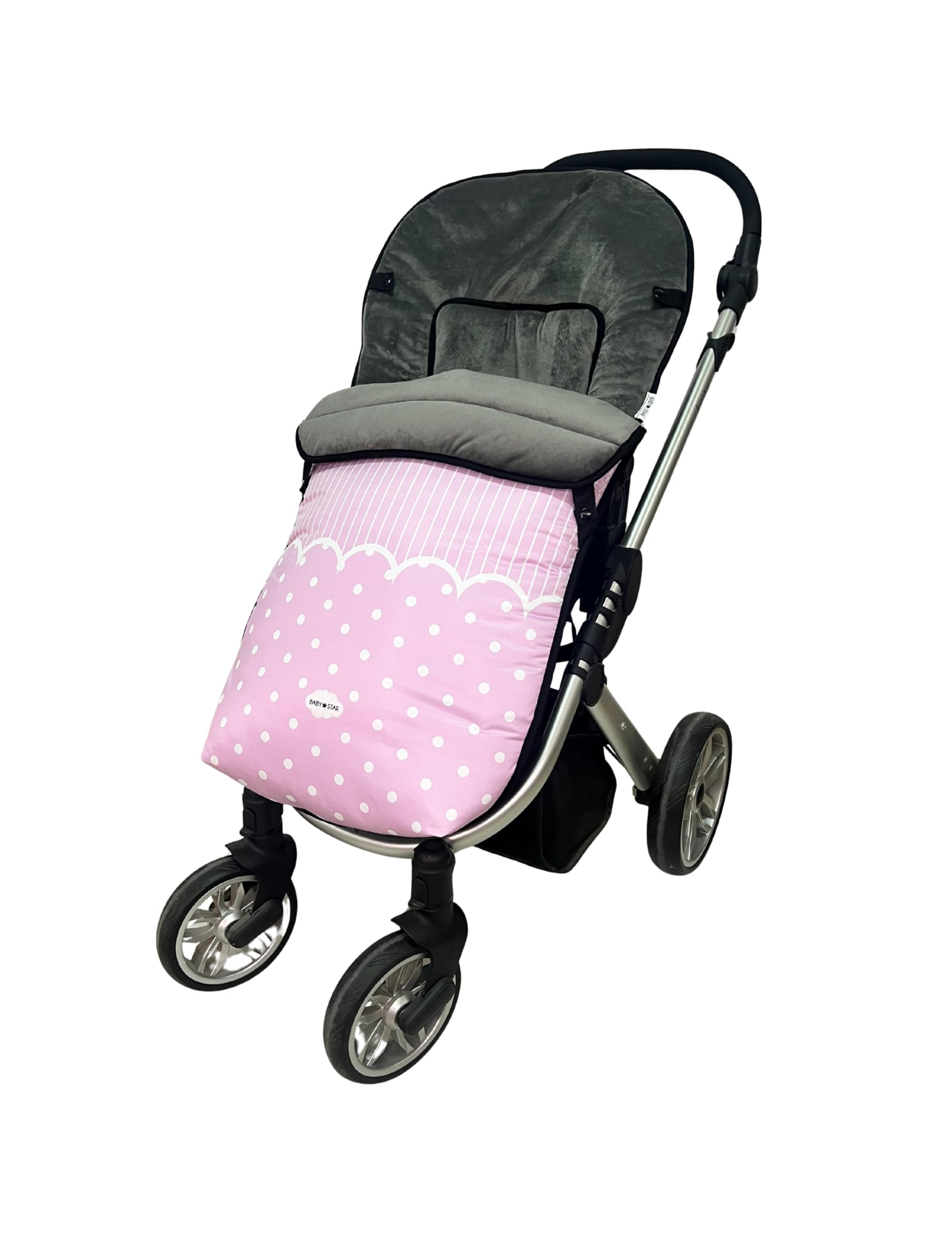 Baby Star Saco Silla de Paseo Universal rosa, Saco Bebe Invierno con Polar extrasuave, Saco Carro bebé Impermeable, Desmontable y Transpirable, Doble Apertura, resistente hasta -15 grados
