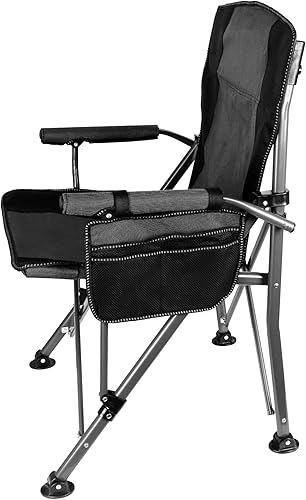 Miniatura 3 de Silla de camping plegable con portavasos y bolsa de almacenamiento, soporte resistente de 400 libras, silla de campamento portátil plegable de gran
