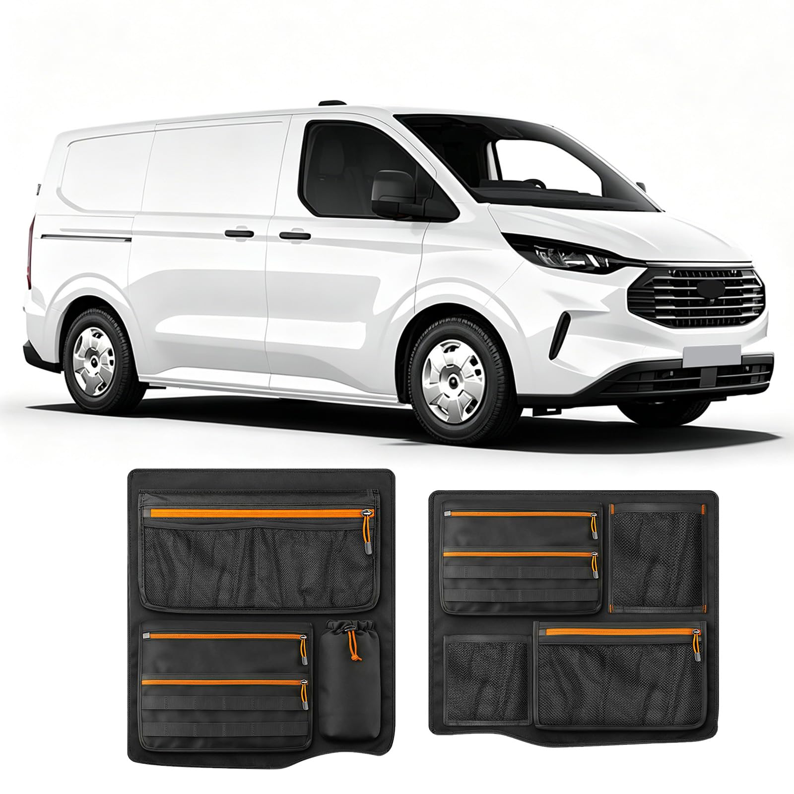 Scheunentür Lagerorganisator kompatibel mit Ford Transit Custom, 1 Paar Stauraumsparer Scheunentür Organizer Van Taschen
