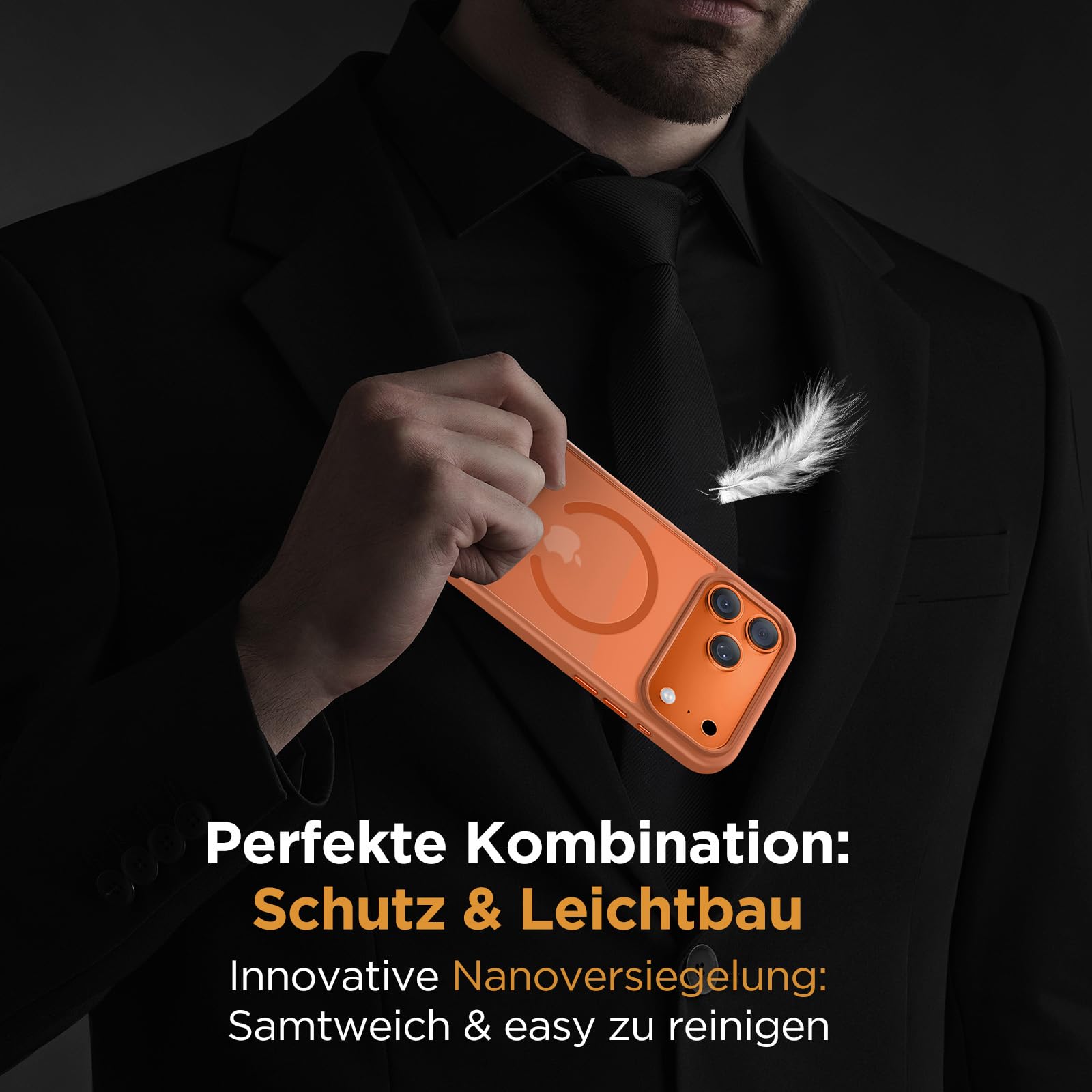 Miracase für iPhone 17 Pro Max Hülle für Magsafe [TOP Militärschutz & Magnetkraft] Stoßfest Kratzfest mit Samtiger Haptik Extrem Langlebig Handyhülle für iPhone 17 Pro Max 6,9", Matt-Orange