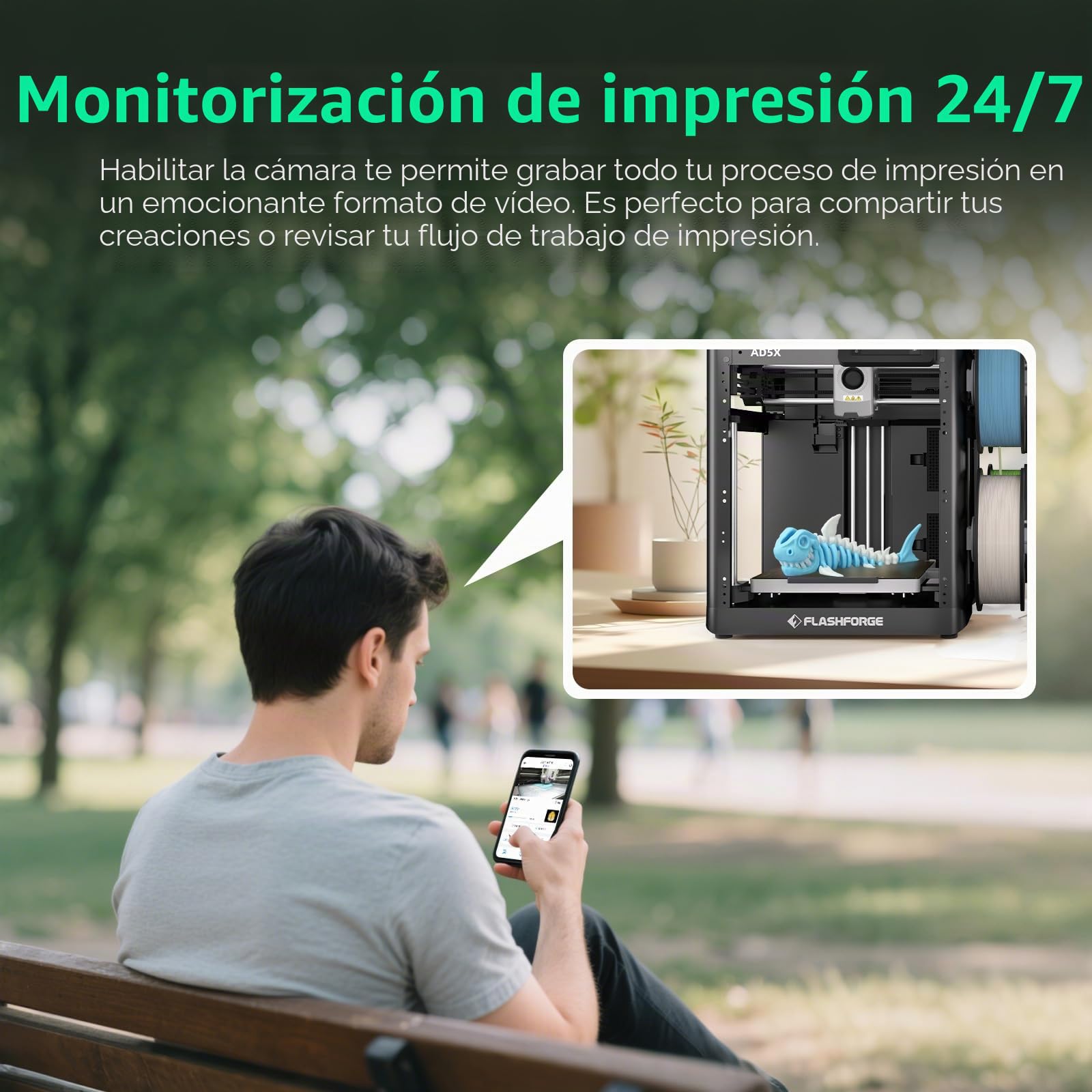 FLASHFORGE Adventurer 5M/5M Pro/5X Kit de cámara para impresora 3D para monitoreo en tiempo real y a distancia, compatible con la aplicación Flash Maker