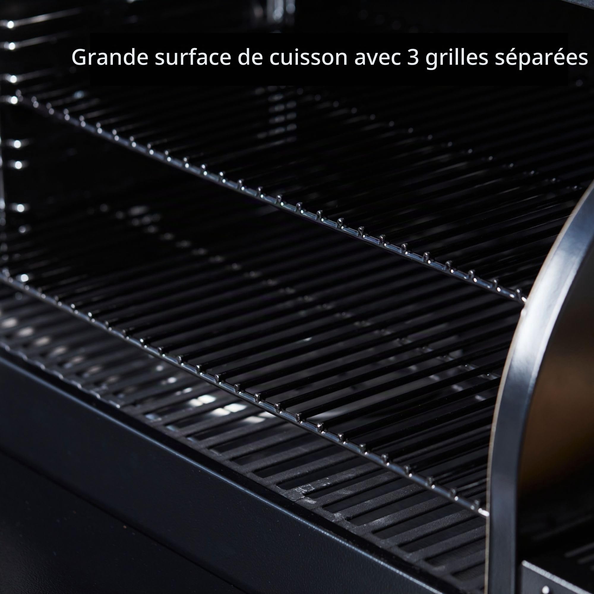 Barbecook Barbecue à pellets Arthur, Gril à pellets avec 3 grilles réglables, 75°C-260°C, en émail noir 126x72x130 cm