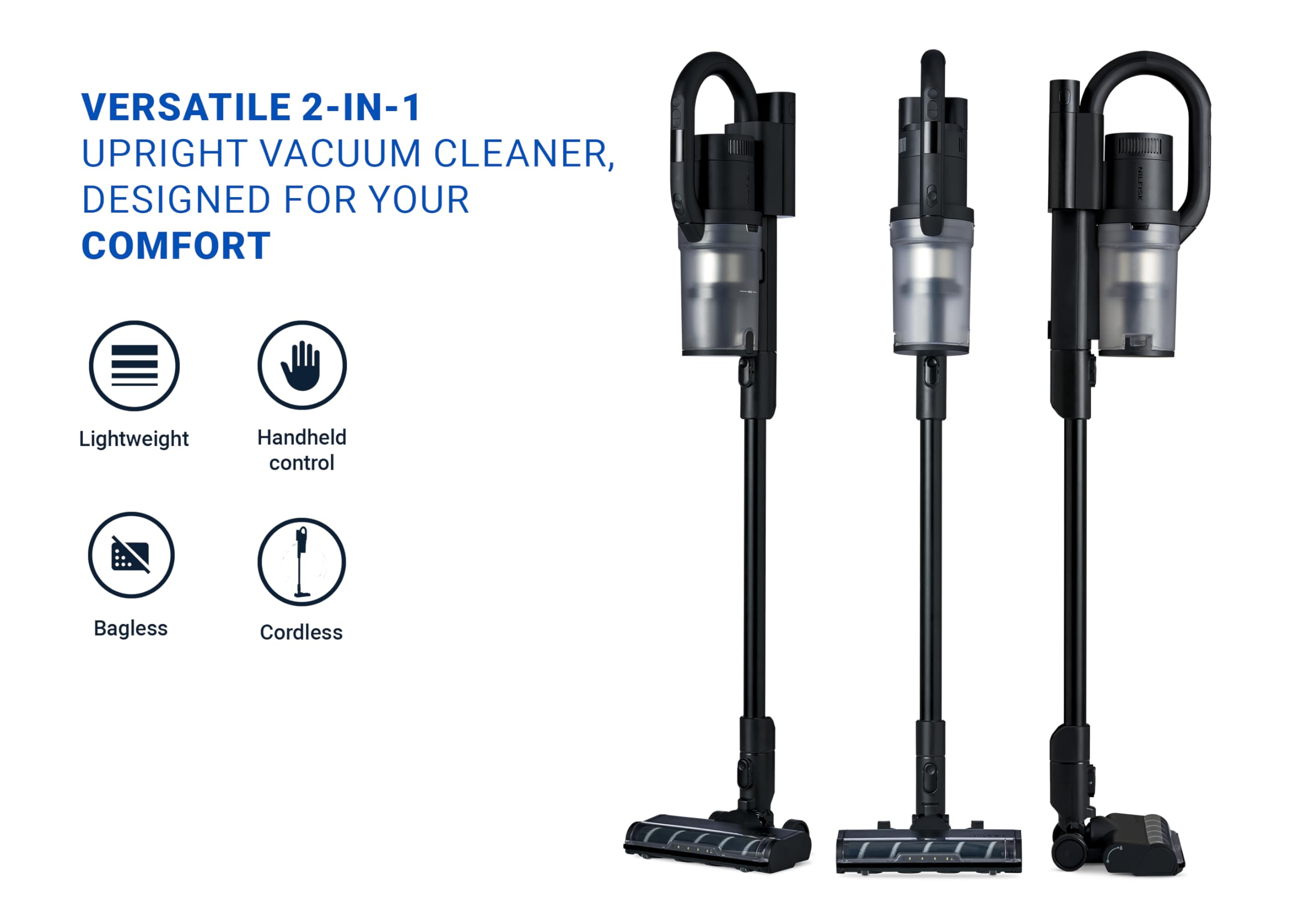 Nilfisk S1 Pet Care 2-in-1 Akku-Staubsauger – Stabstaubsauger und Handstaubsauger – HEPA 14 Filter – Schwarz (550 W)