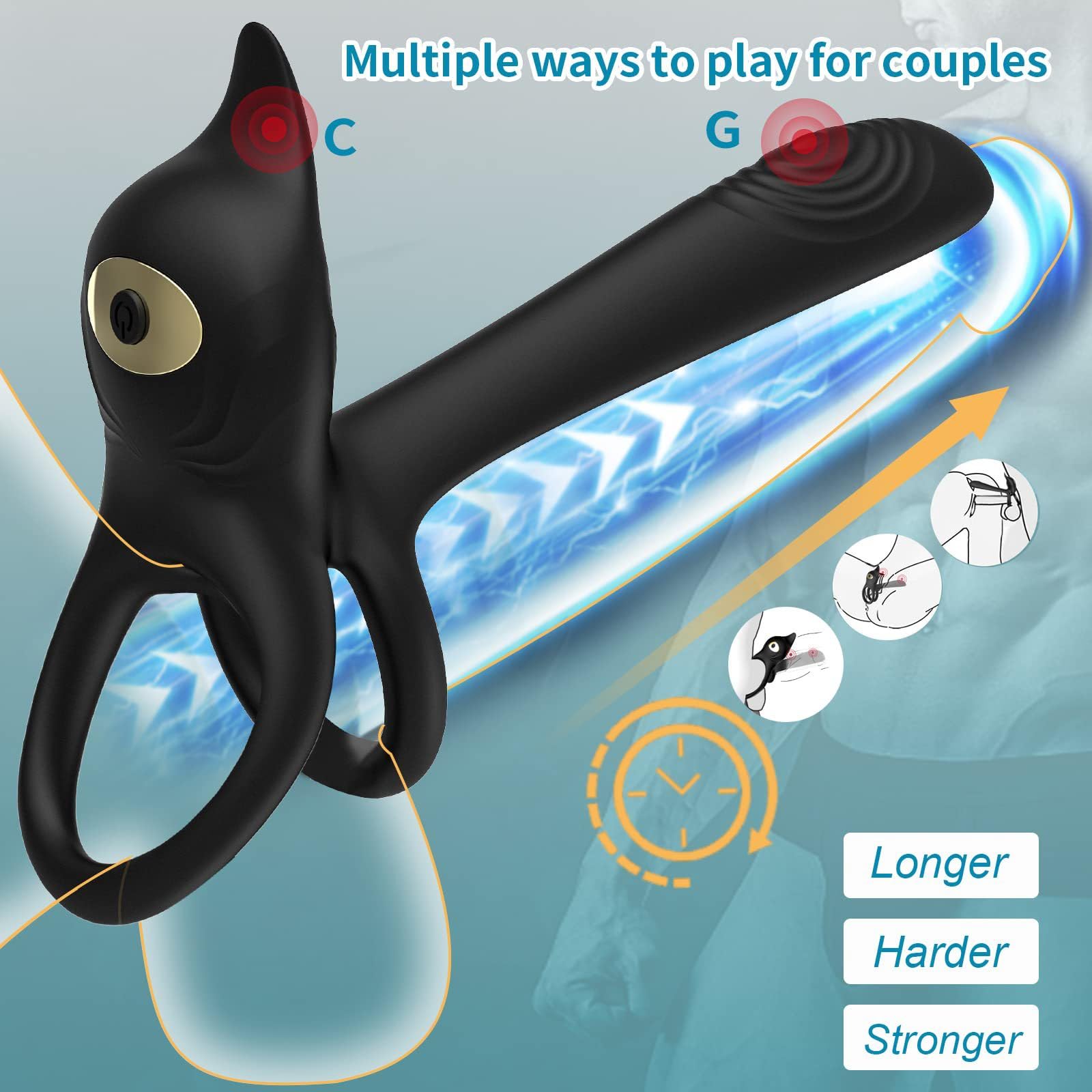 Anneau De Pénis 3 En 1 Vibrants Pour Couples - Stimulation Anale, Clitoridienne Et Point G - Silicone Rouge