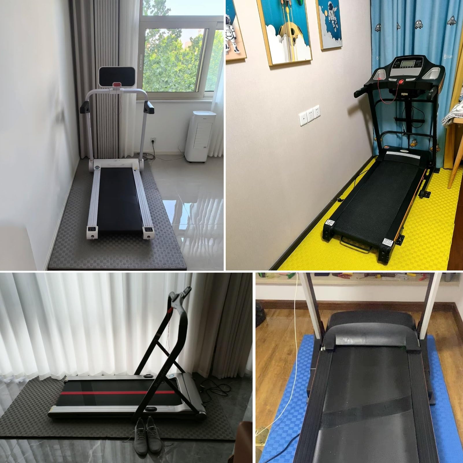 Tappetino per Tapis roulant Riduzione del Rumore Tappetino Antiscivolo per Cyclette Protezione per Pavimento 2/2,5/3 cm Addensare, Tappetino per Attrezzature Fitness per Palestra di casa(Black