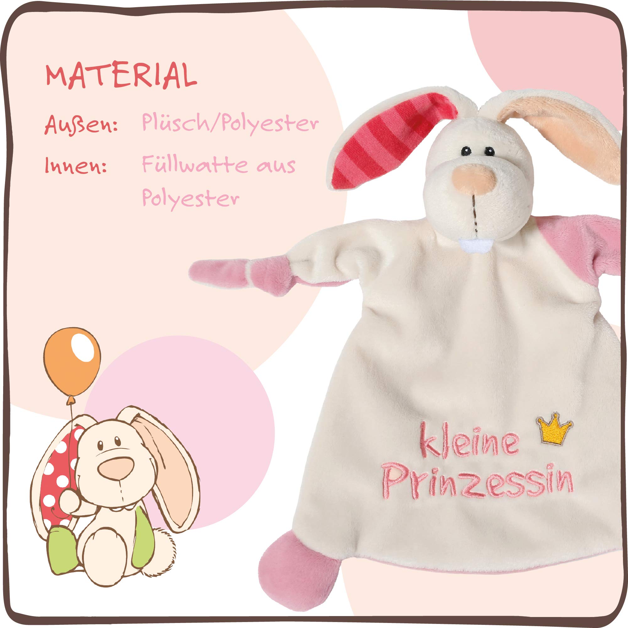 NICI Chusta do przytulania zając "Mała księżniczka" 25 x 25 cm – chusta do przytulania z zająca od 0+ miesięcy – przytulanka dla niemowląt i małych dzieci – przytulanka dla niemowląt i małych dzieci –