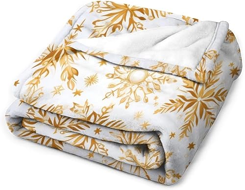 Miniatura 3 de MaSiledy Manta de vellón de felpa blanca y dorada, manta de Navidad, manta de franela de Navidad de 50 x 60 pulgadas, decoración del hogar para