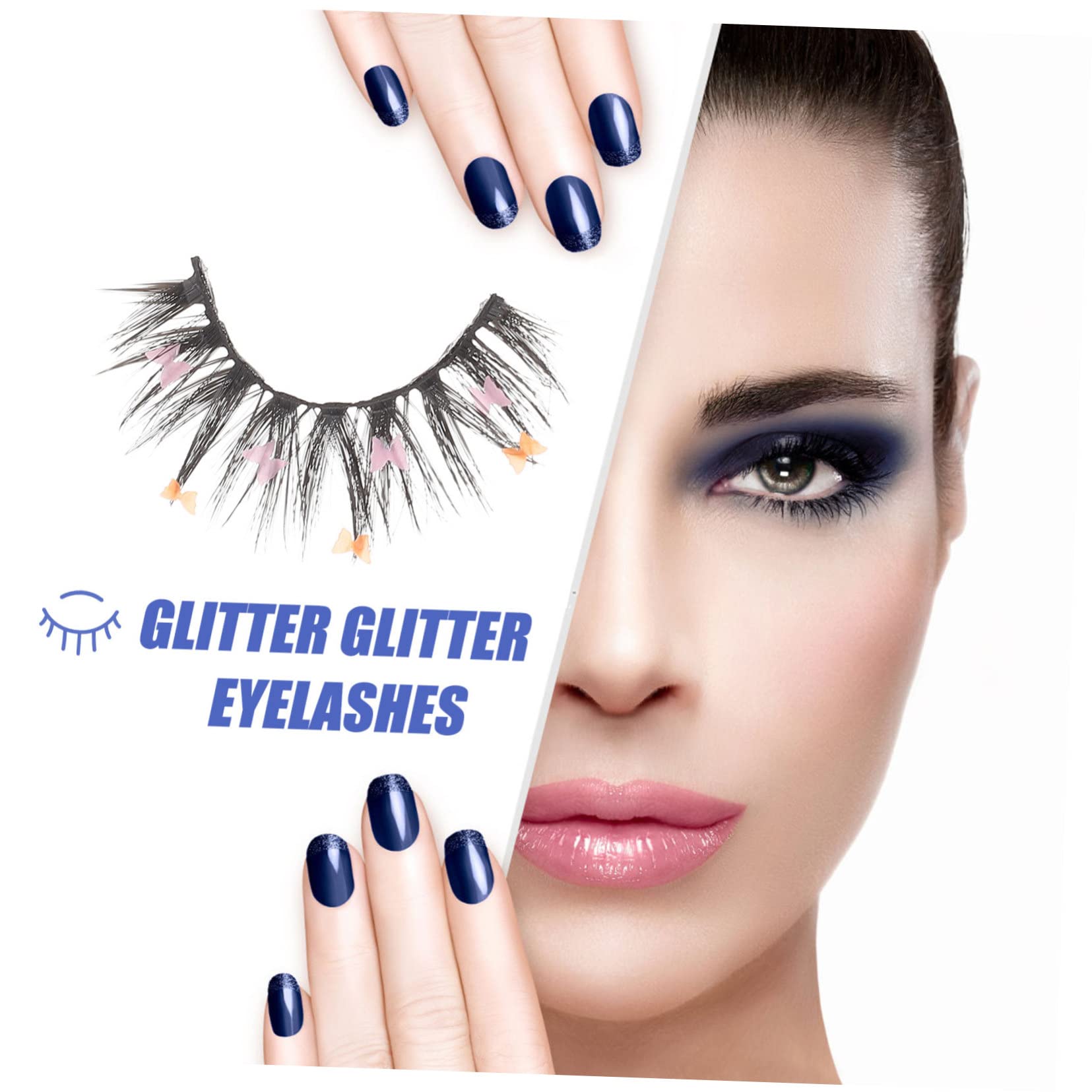 Healeved 8pares Glitter Eyelashes with Butterflies Sequins for Parties and Festivals Dramatic False Lashes