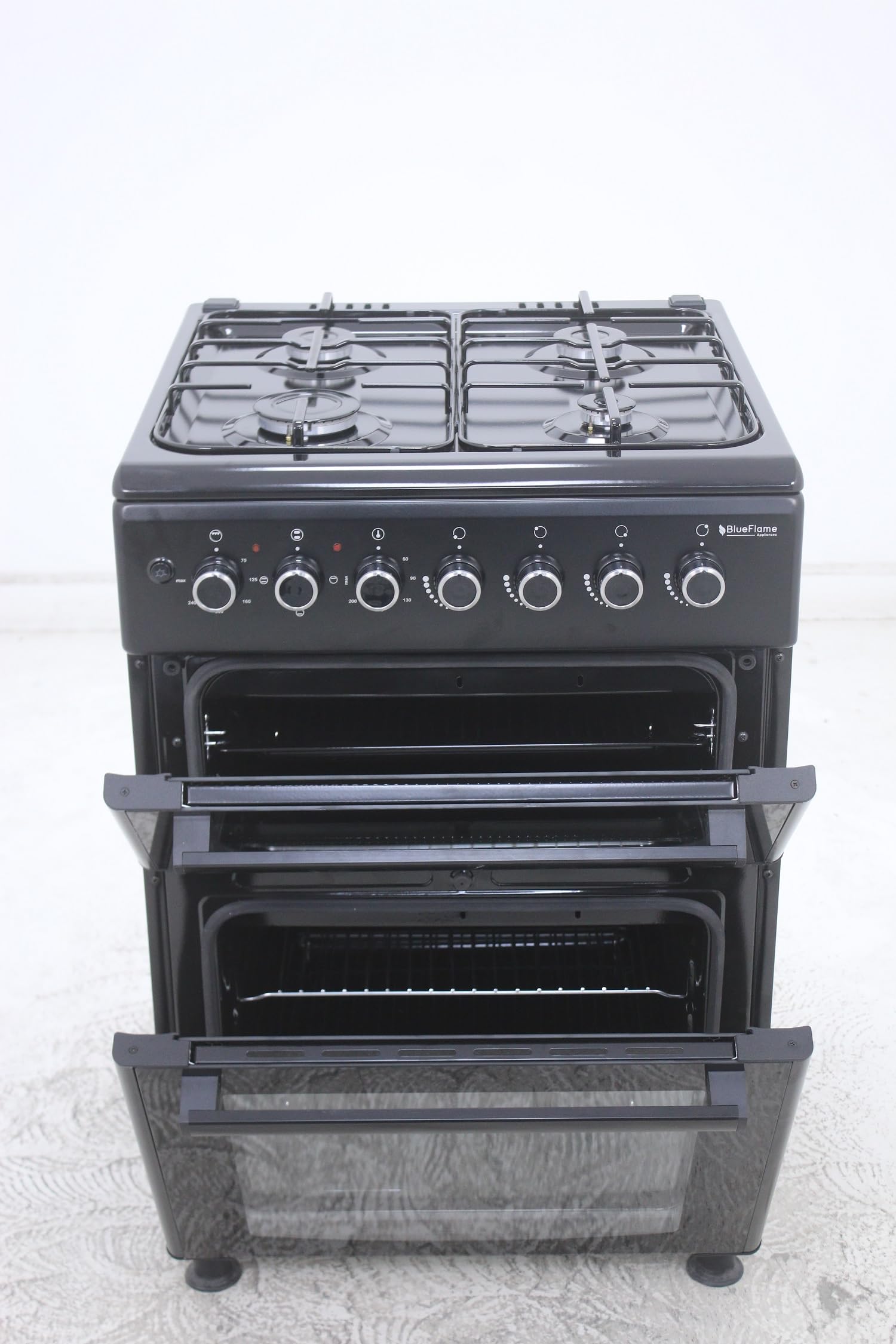BlueFlame DG6403XBZB 60 cm Freestanding Dual Fuel Cooker With Double Cavity Oven - Black — view 7