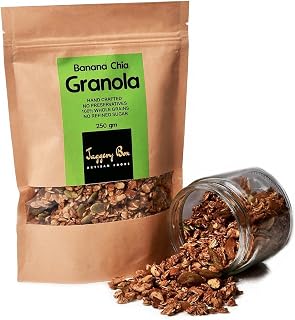Banana Chia Granola 100% Natural Handmade Vegan Breakfast Cereal, 250 Gm (8.82 OZ)