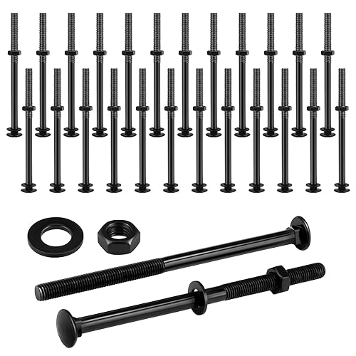 Zonon Kit de pernos de carro galvanizados incluye pernos resistentes al óxido, arandelas y tuercas para accesorios de fijación (24 juegos, negro, 12