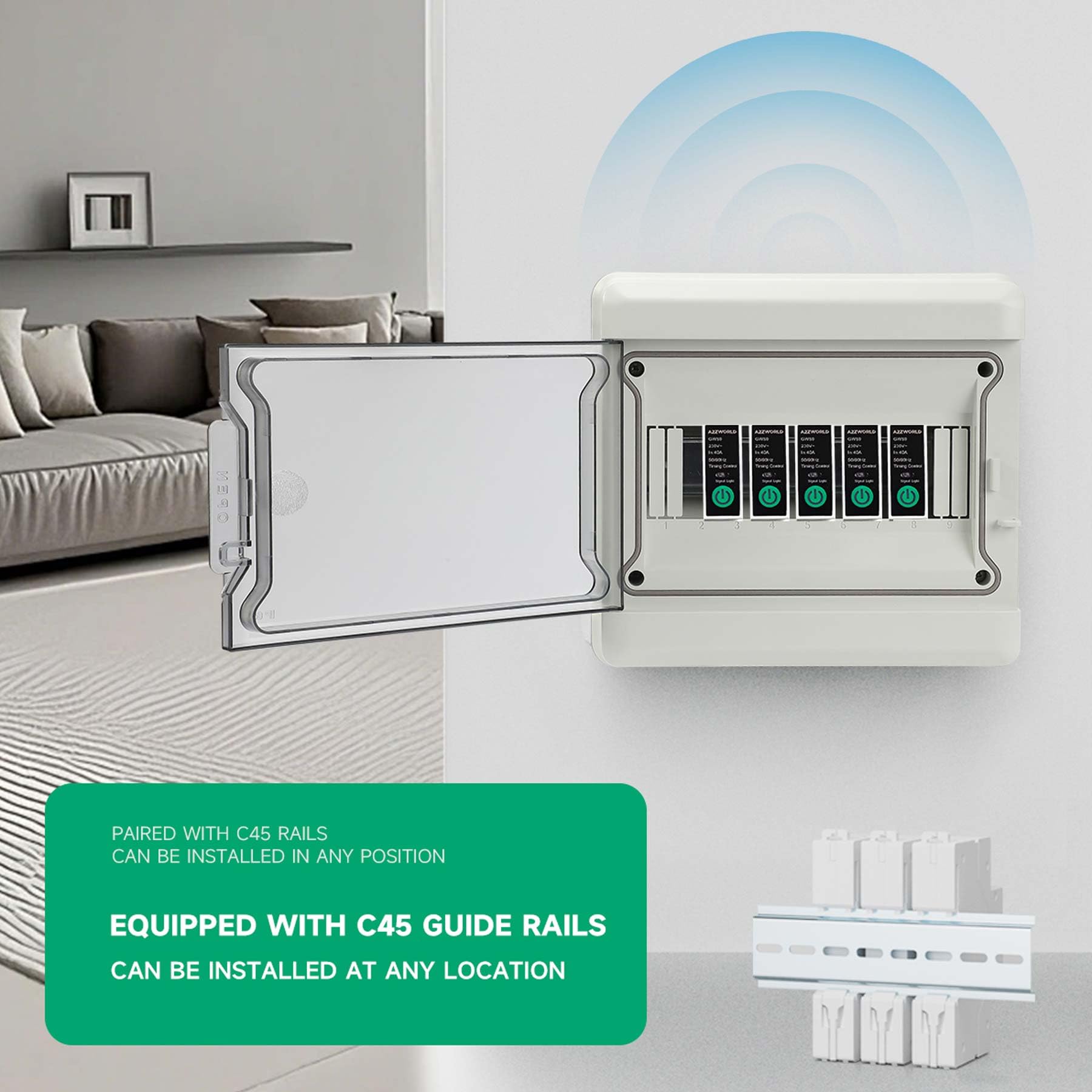 Interruttore WiFi Modulare 40A 220V, 1 Modulo DIN Slim, App Tuya Smart Life, Controllo da Remoto e Timer Programmabile, Memoria di Stato e Funzione Temporizzatore
