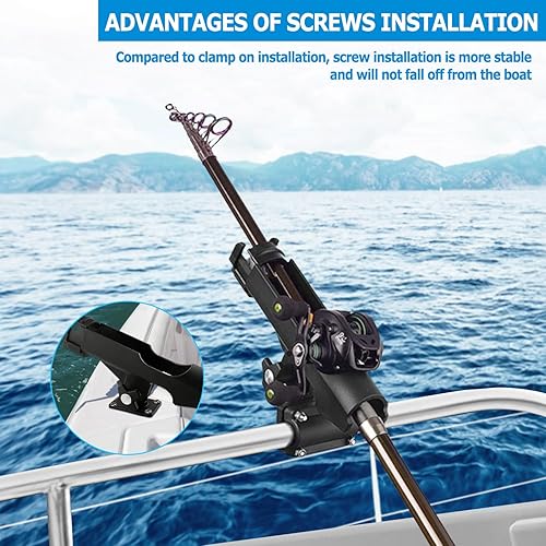 Miniatura 5 de LBW Soportes para caña de pescar para barco, soporte de caña de montar en cubierta lateral, soporte ajustable para caña de pescar kayak, soporte