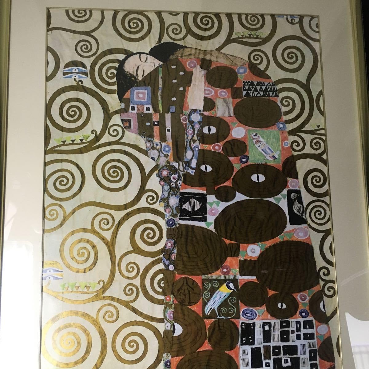 インテリア アート 額 グスタフ・クリムト画 「抱擁」 グスタフ・クリムト「抱擁」 ジクレー、シルクスクリーン金箔
