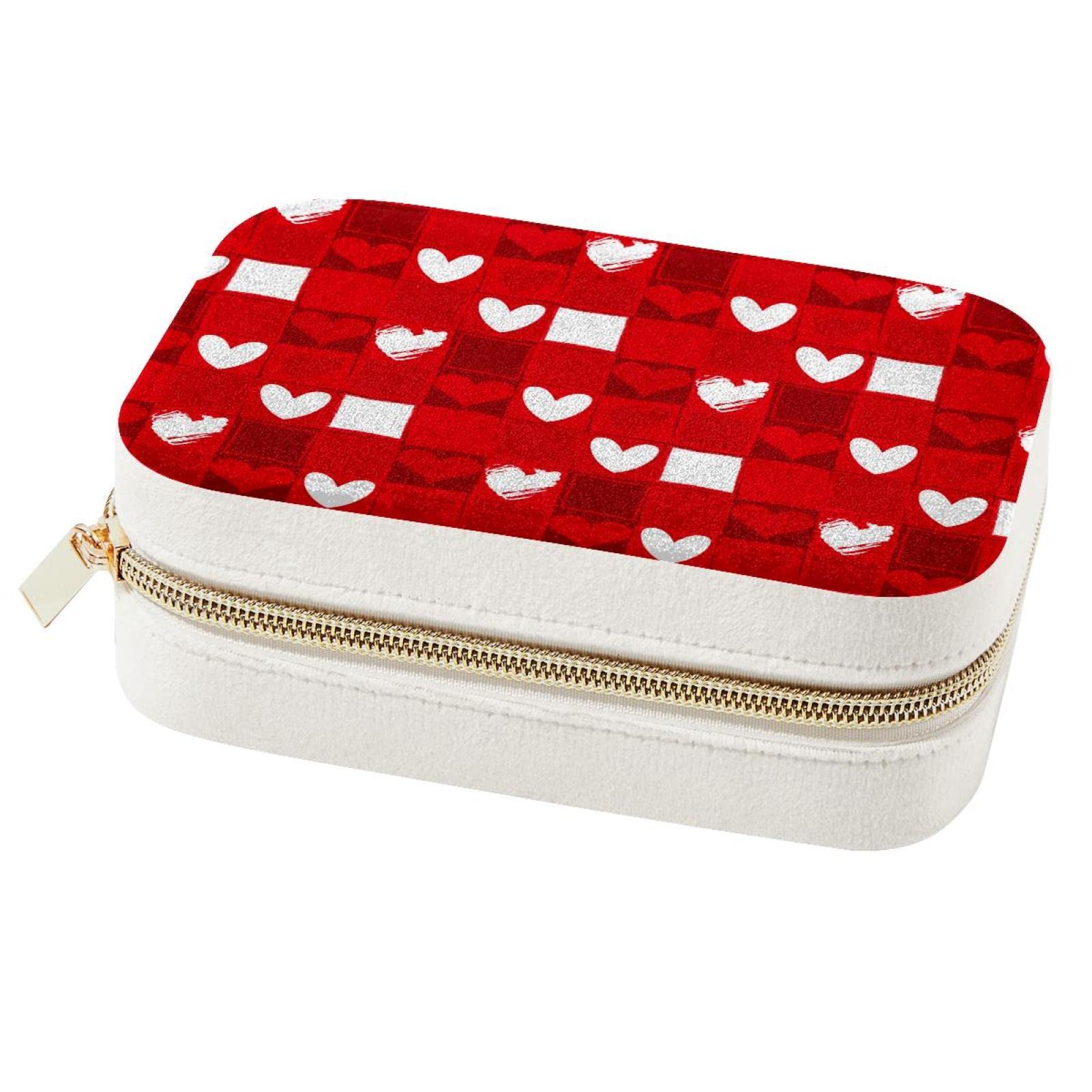Boîte à bijoux portable en cœur rouge pour l'organisation des bagues de voyage