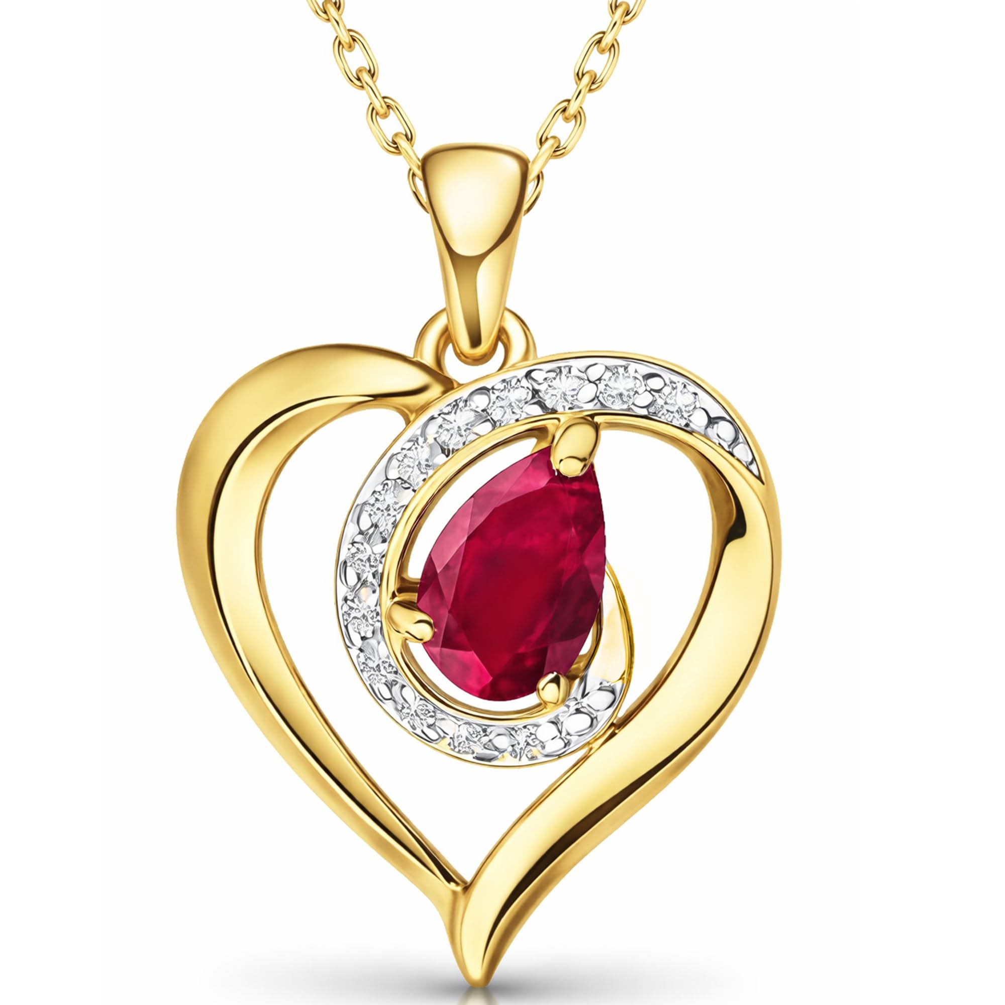 Echte Edelstein Herzkette Damen aus 925 Silber – Halskette mit Herz-Anhänger Schmuck Geschenk für Frauen & Freundin