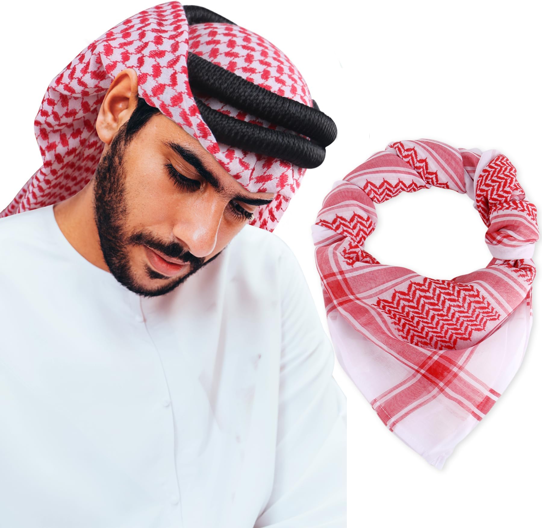 Head Scarf Keffiyeh Shemagh Turban Head Wrap Muslim Arab Saudi Dubai Headwear for Men Women