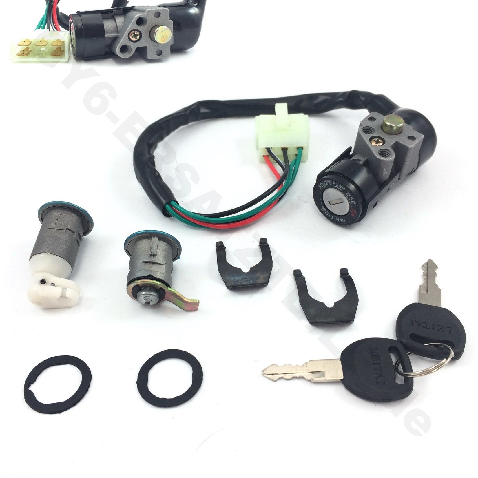 YuNomama　イニシャル5点　B N Q & ？ SCOOTER IGNITION KEY SWITCH ASSEMBLY LOCK SET SOME RETRO