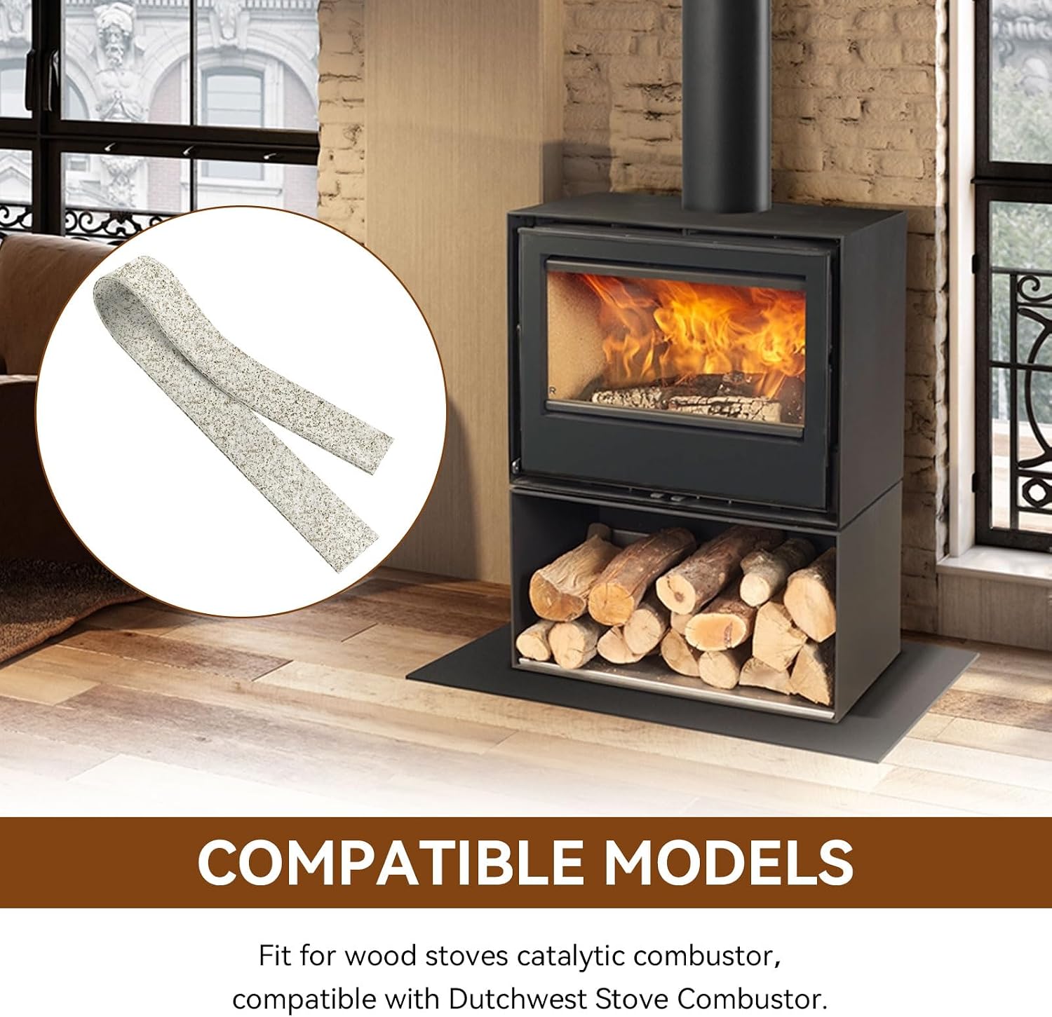 Interam Gasket for Catalytic Combustors as Blaze King/Vermont Casting Intrepid/Dutchwest Englander- Wood Stove Gasket Expanding Catalytic Combustors Gasket, 36" Long X 2" Wide X 0.12" Thick