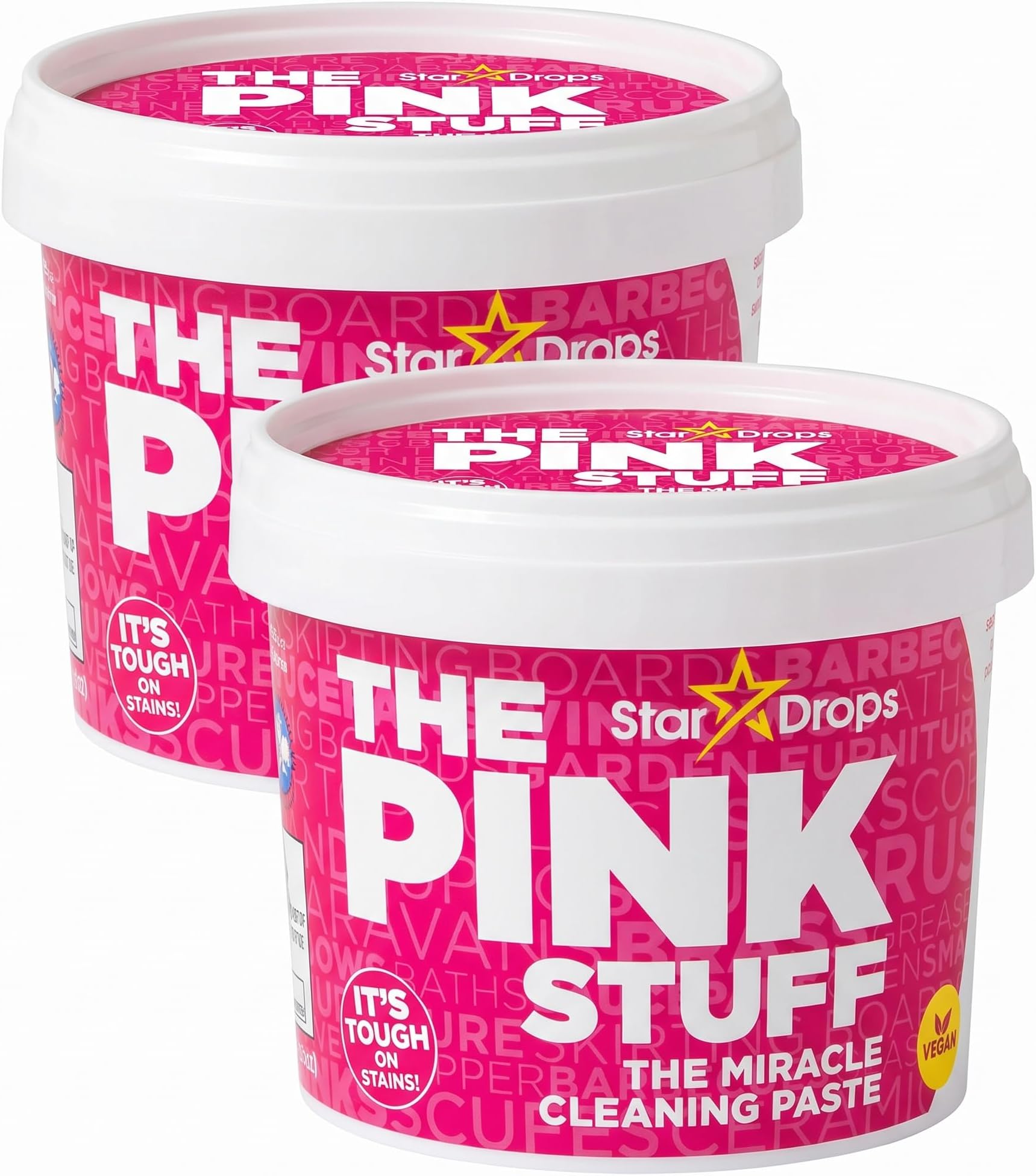 The Pink Stuff Cleaning Paste 500g, Multi Purpose Cleaner for Kitchen, Bathroom, Tiles, Glass, Shower, Oven, Sink, Stainless Steel, Removes Grease, Grime & Stains (Pack of 2)