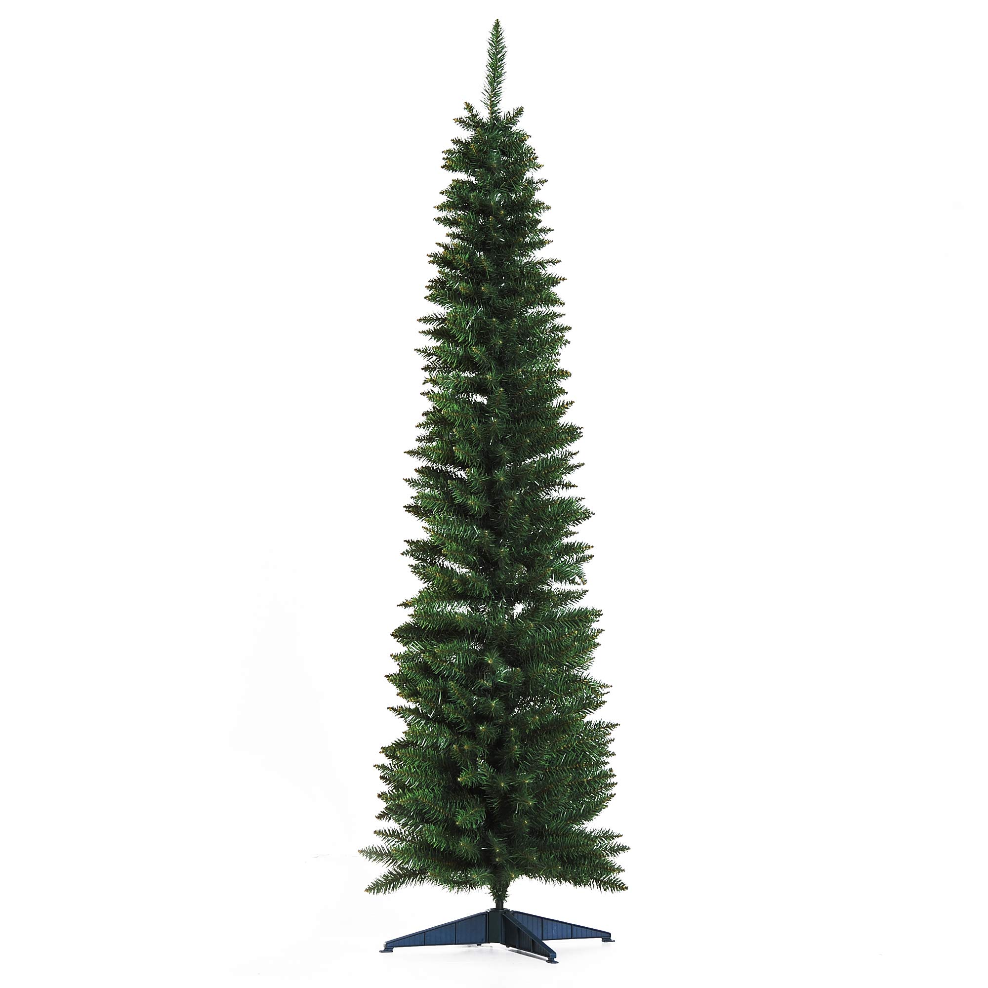 HOMCOM Árbol de Navidad Estrecho 180 cm, Árbol Artificial con 390 Ramas, Base de Plástico Desmontable, Fácil Montaje, para Salón Interior, Verde