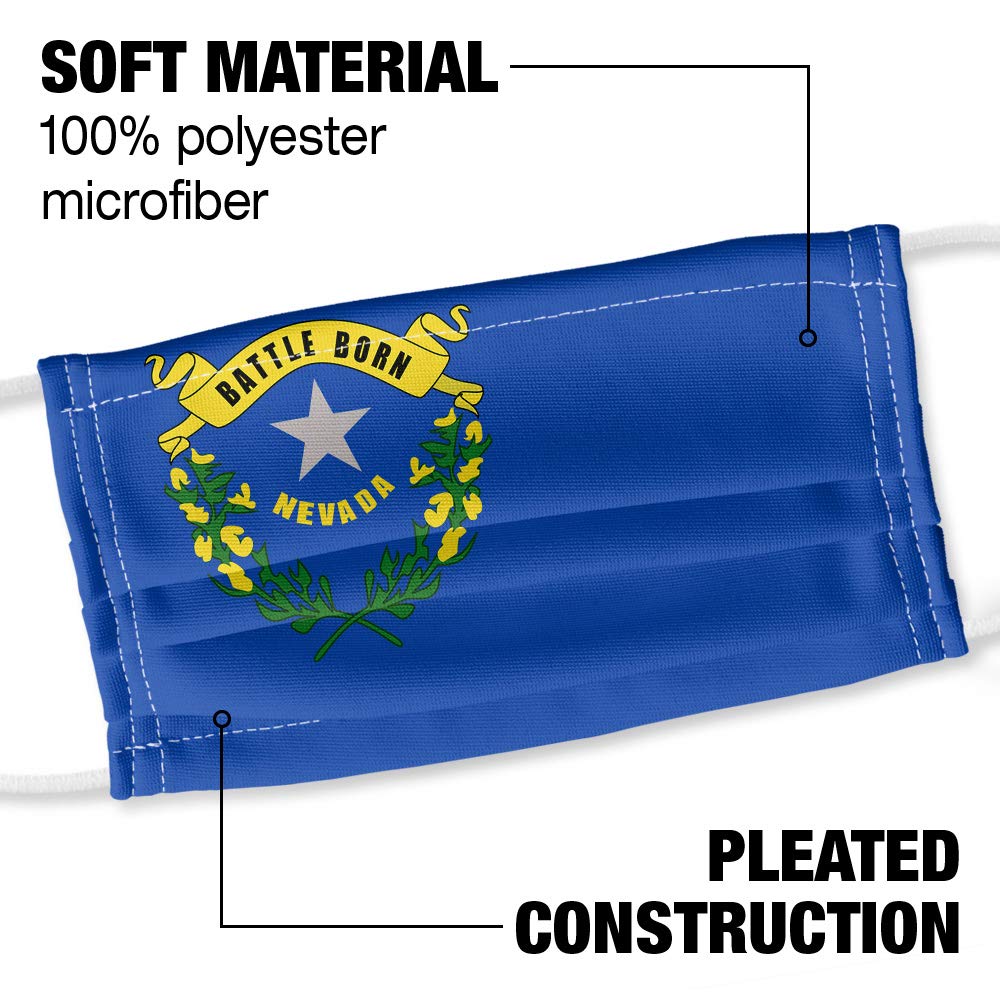 Nevada Flag 1-Ply Reusable Face Mask Covering with Adjustable Nose Wire, Unisex
