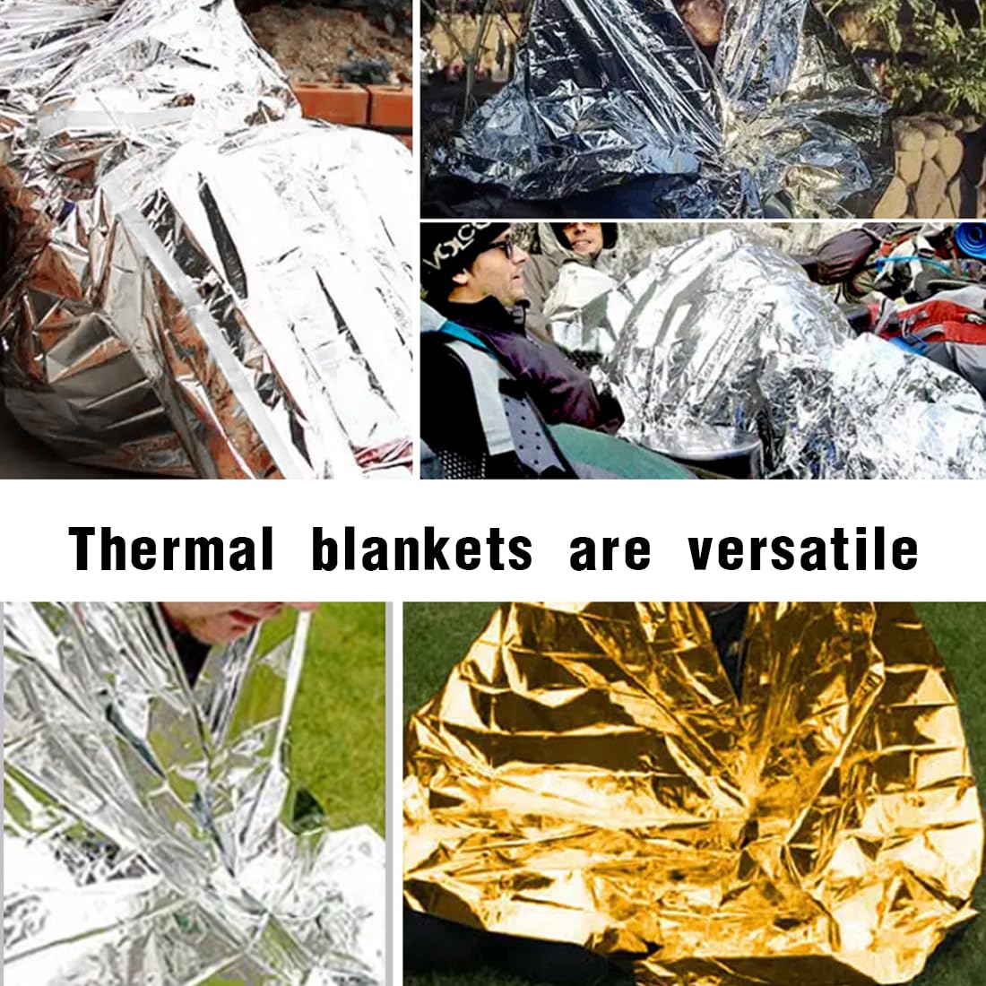 Couverture De Survie Réutilisable - Double Face Argent/doré, Urgence, Camping, Randonnée