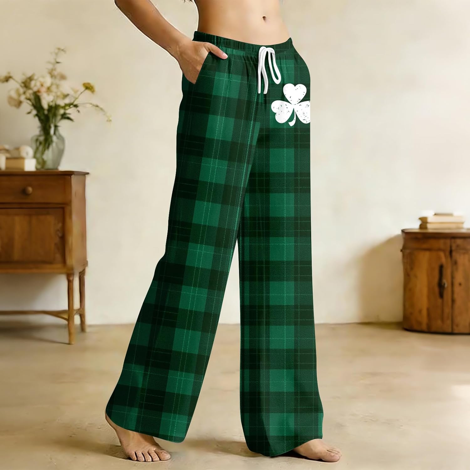 DuDubaby Saint Patricks Day Outfit Women Saint Outfit Women St Pantsst Patricks Day Casual Irish Green Pant Soft Workout