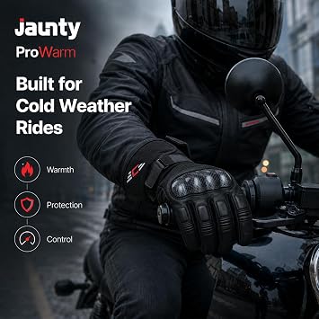 JAUNTY Winter Motorcycle Gloves for Men and Women Warm Thinsulate Waterproof Touchscreen Leather Riding Gloves with Carbon Fiber Knuckle ATV BMX Motocross Gloves for Riding