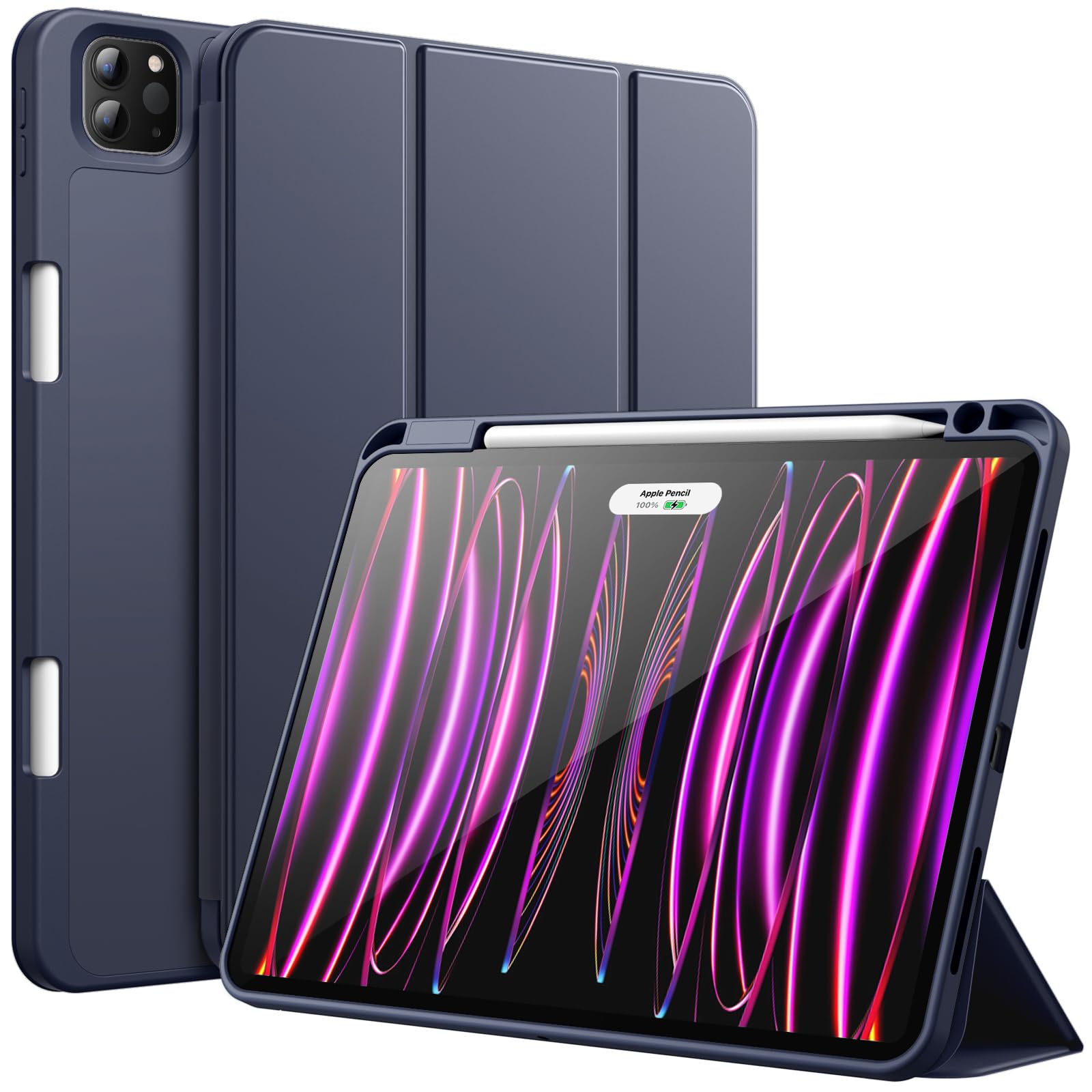 JETech Case for iPad Pro 11 Inch 2022/2021/2020 Model (4th/3rd/2nd Generation), with Pencil Holder, Support 2nd Pencil Charging, Slim Tablet Cover