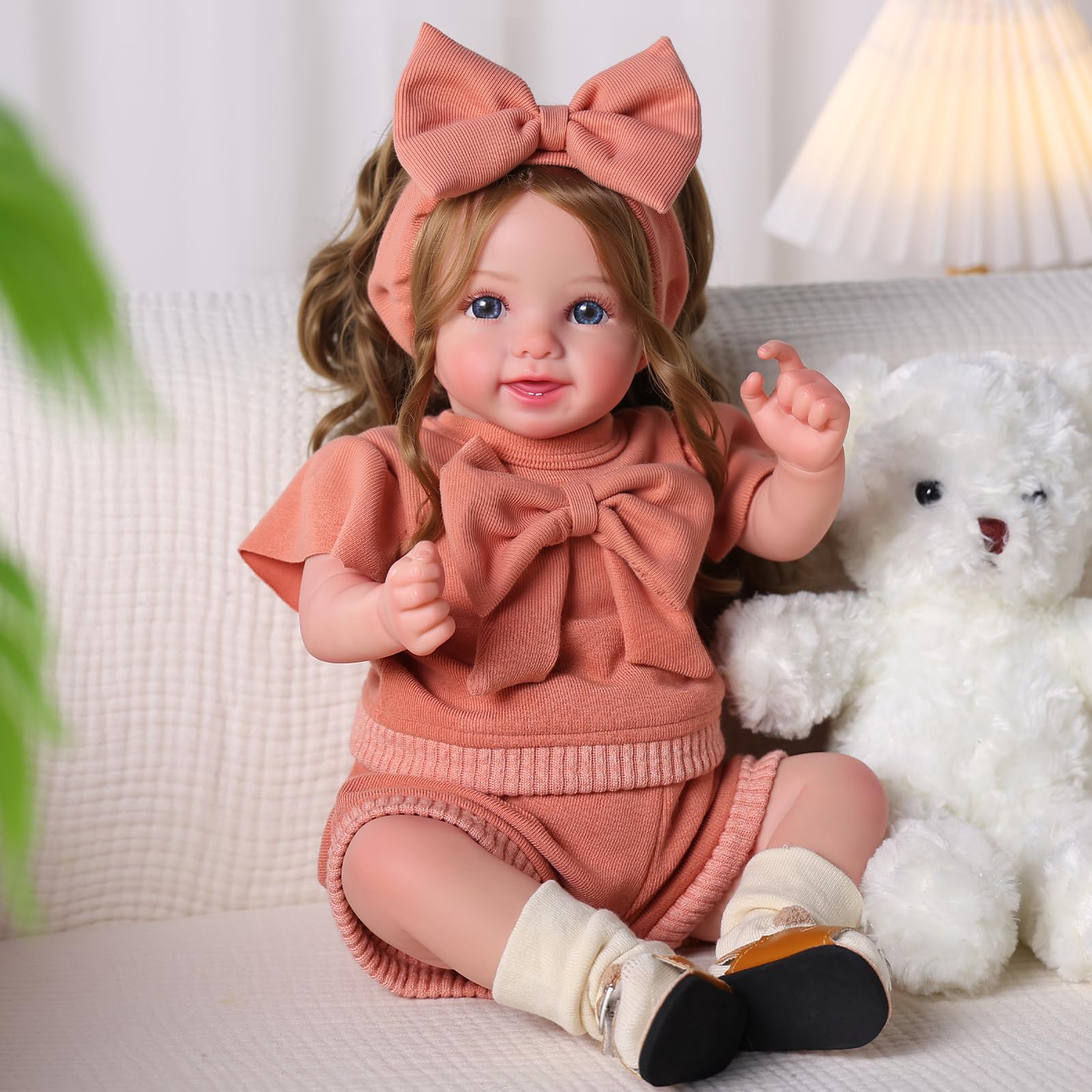 BABESIDE Realistic Reborn-baby Dolls - 20 Inch Lifelike Baby Dolls Brown Hair Girl Headmade Real Life Baby Dolls with Clothes and Toy Accessories Gift for Girls Boys Kids Age 3+