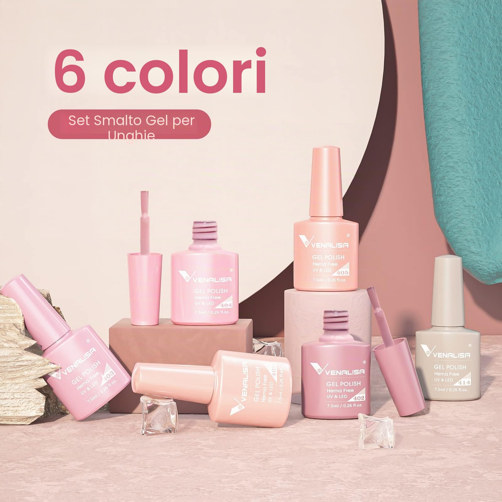 VENALISA Smalto Semipermante Per Unghie 6 Colori nudo rosa viola nude pink purple 6 Smalti Semipermanenti per Unghie Soak Off UV Gel Nail Polish