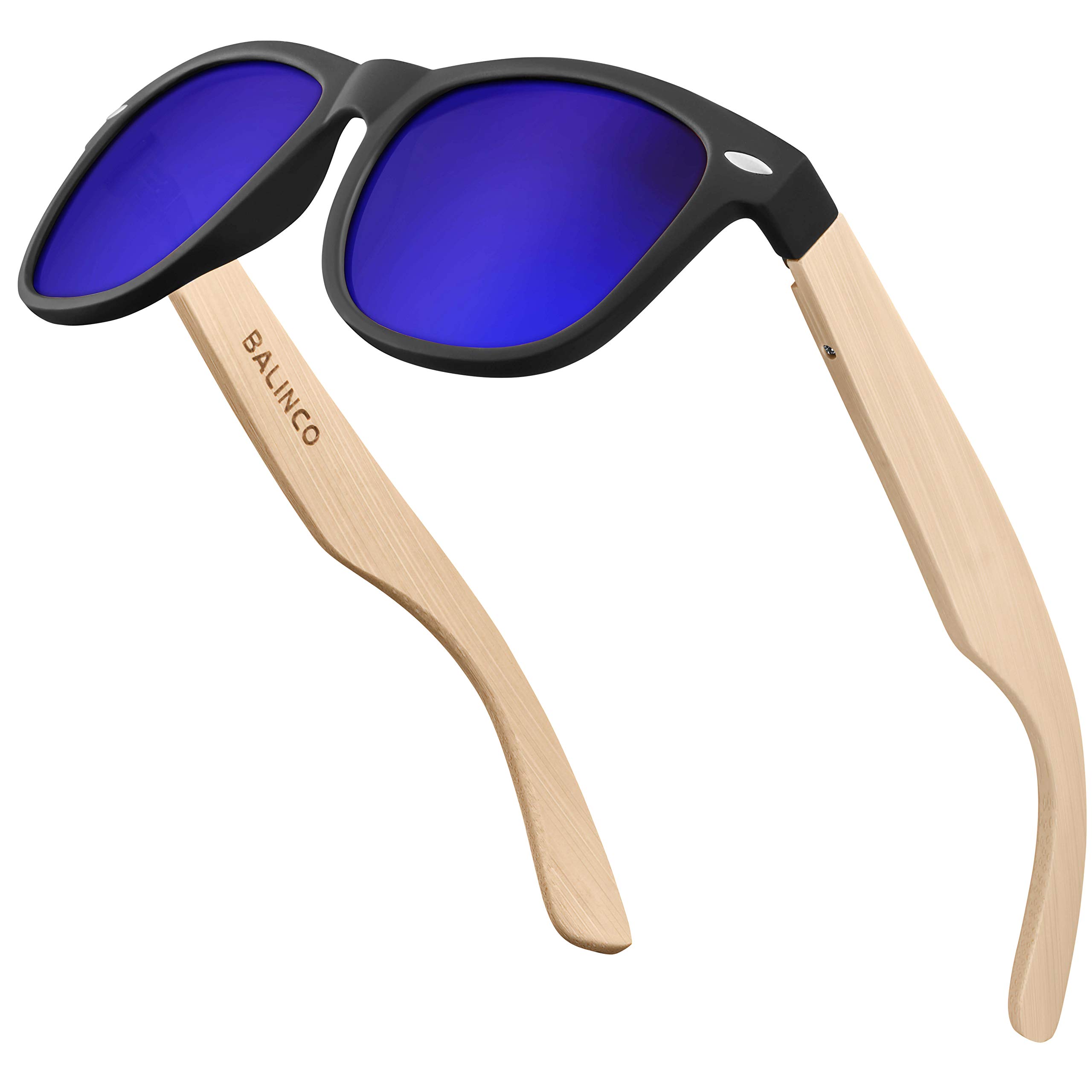 Balinco® Bamboo zonnebril met ronde gepolariseerde glazen - in praktische accessoireset incl. geschenkverpakking - met UV400 bescherming & TAC glazen - geschikt voor mannen & vrouwen (Blauw gespiegeld Balinco® Bamboo zonnebril met ronde gepolariseerde glazen - in praktische accessoireset incl. geschenkverpakking - met UV400 bescherming & TAC glazen - geschikt voor mannen & vrouwen (Blauw gespiegeld