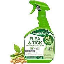 Flea and Tick Spray for Cats & Home Scentless Plant-Based Cat Flea Spray with No Essential Oils Kills Fleas, Ticks, Eggs & Larvae on Cat's Fur, Bedding & Furniture 16oz
