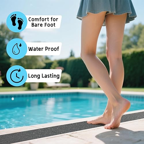 Miniatura 2 de LifeGrip - Cinta de agarre antideslizante de goma para piscina, interior y exterior, superficie de goma texturizada, cinta de seguridad