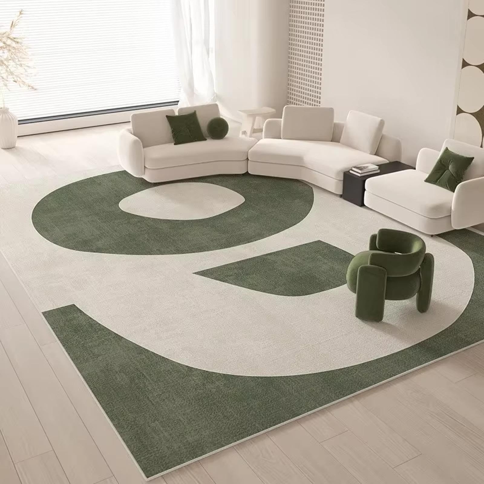 Tapis vert et beige géométrique 180x240 de haute qualité