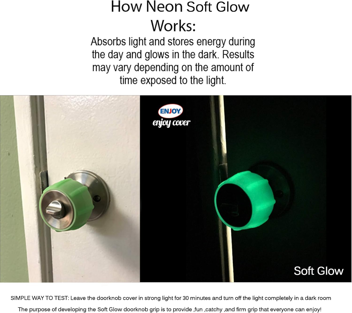 ENJOY COVER -Neon Green Silicone Door knob Grips Soft Glow Maximum Grip - Arthritis & Senior Living Aids Grippy Easy Open Fits All Door Knob Universal Size Decorative 4 Pack : Health & Household
