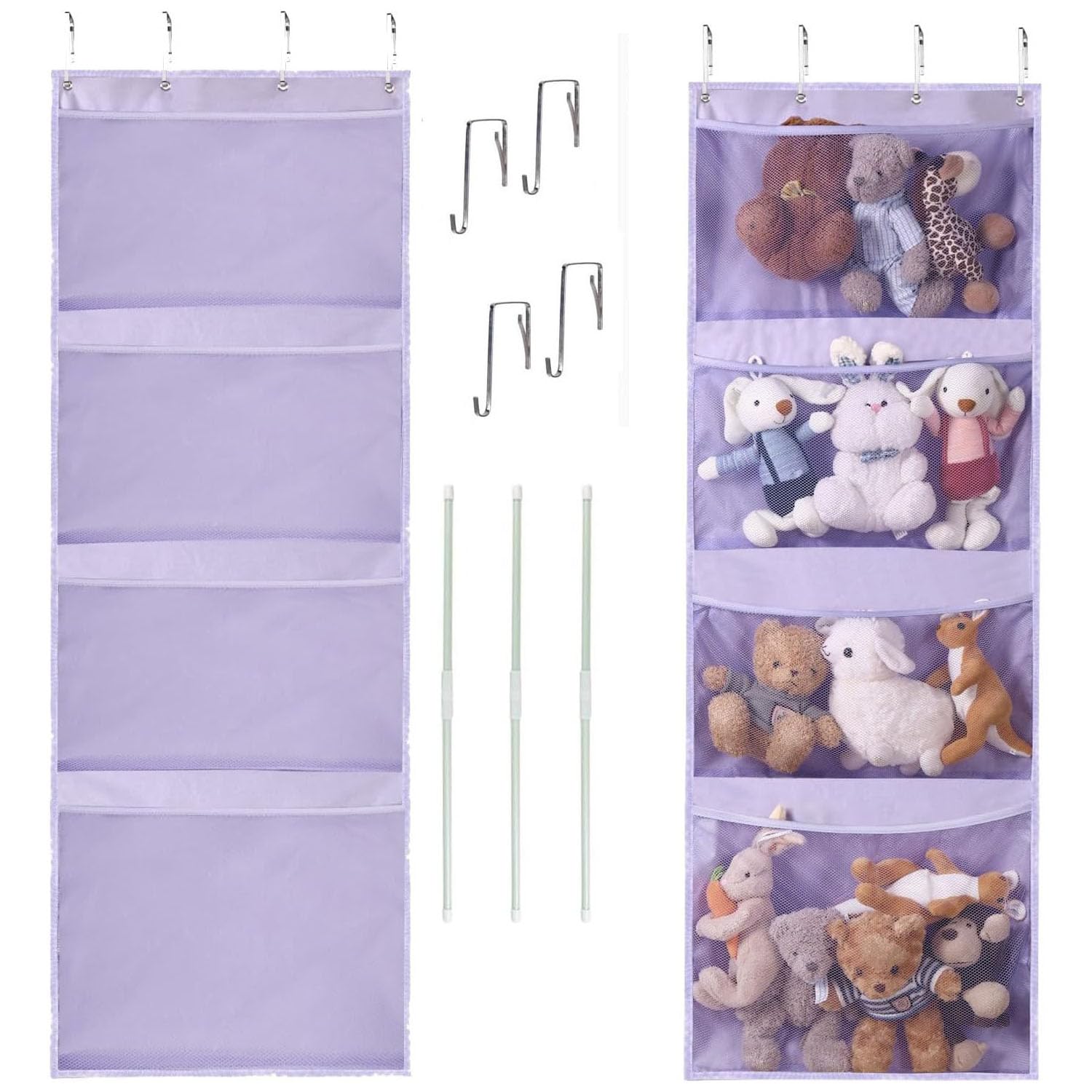 Stuffed Animal Storage, with 3 Large Pockets and 2 Medium Pockets, Over The Door Organizer Storage for Closet Baby, Plush Toy