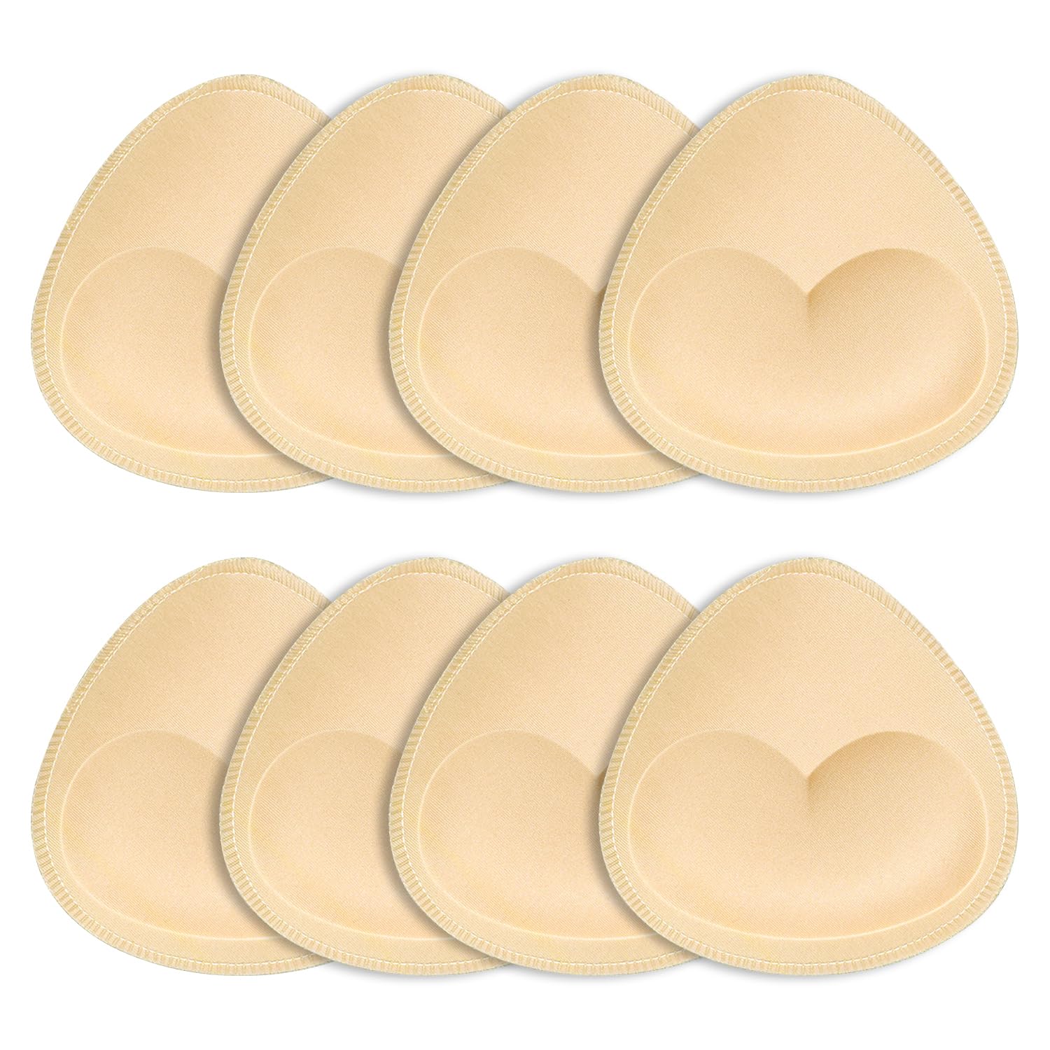 SKENGWEL 4 pairs Women's Triangle Bra Pads Inserts Removable Push Up Sports Bra Cups Replacements For Bikini Top Swimsuit (4 pairs beige C/D)